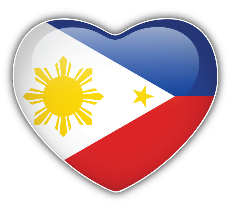 Philippines Flag Glossy Heart Car Bumper Sticker Decal