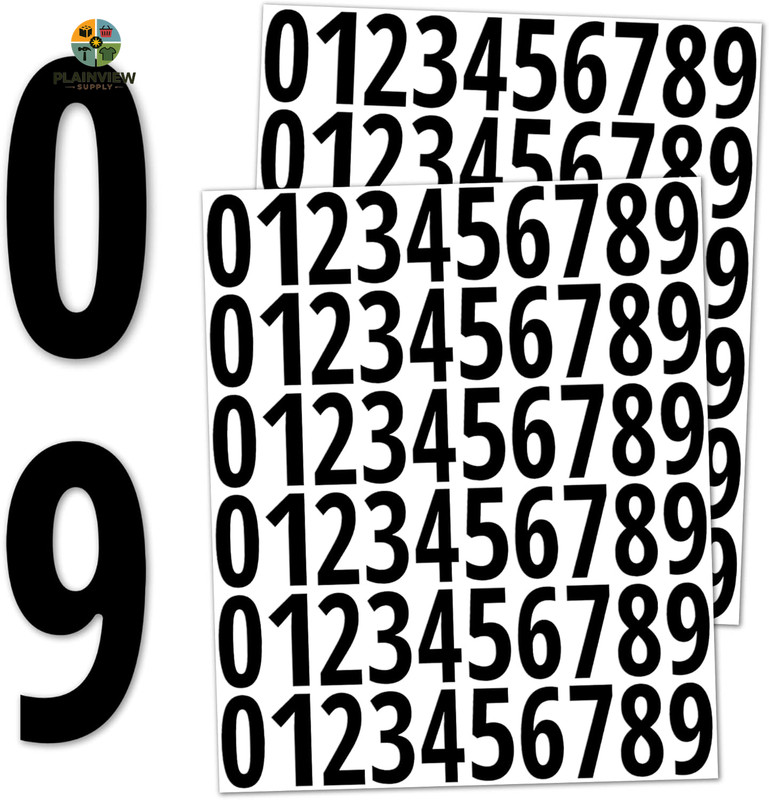 600 Pieces, 1" - Number Stickers, Waterproof Vinyl Stick on Numbers - Black