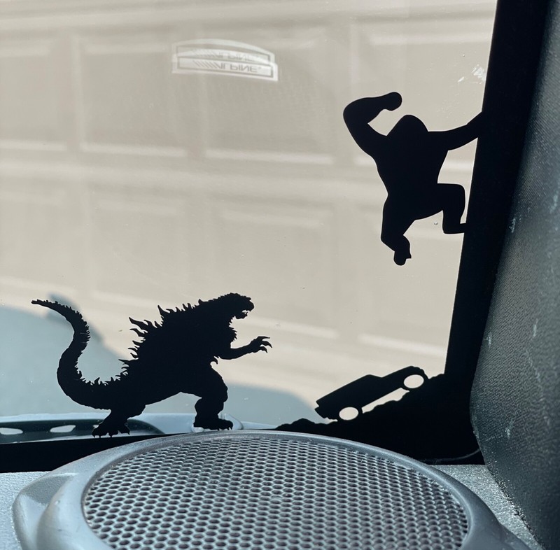 Godzilla vs King Kong w/Jeep Fits Jeep Corner Vinyl Decal sticker
