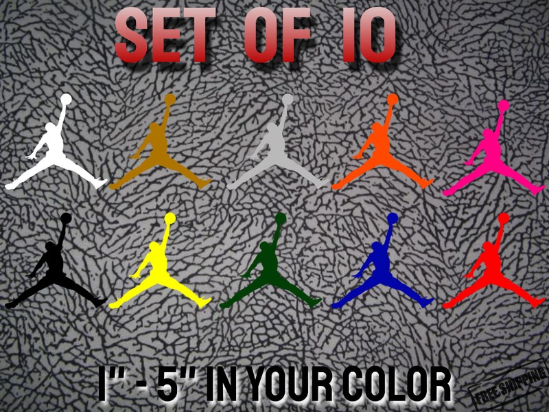 Air Michael Jordan Jumpman Logo vinyl decal MJ Die Cut Sticker Set of 10