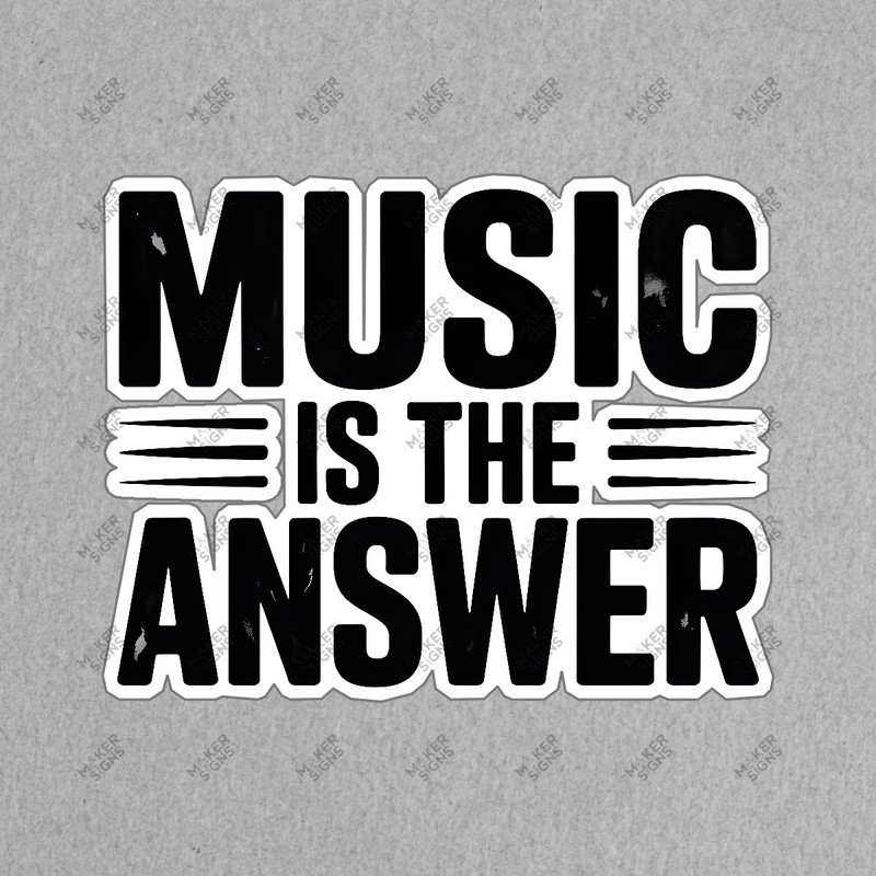 Inspirational Music Sign MUSIC IS THE ANSWER Modern Typography Wall #7457