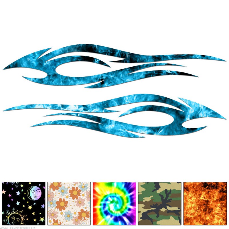 Pair Tribal Flames – Decal Sticker – Multiple Patterns & Sizes – ebn7316