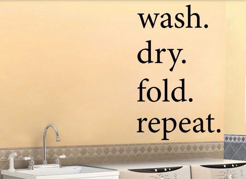 wash dry fold repeat – Wall Vinyl Decal Sticker Family Laundry Room Wall Art Fun