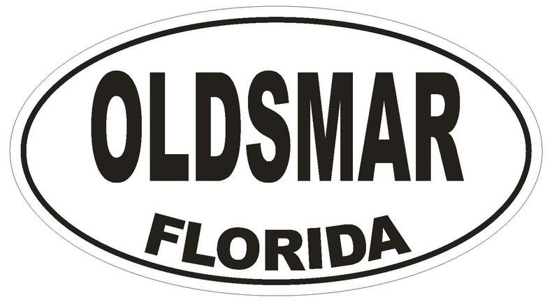 Oldsmar Florida Oval Bumper Sticker or Helmet Sticker D1577 Euro Oval