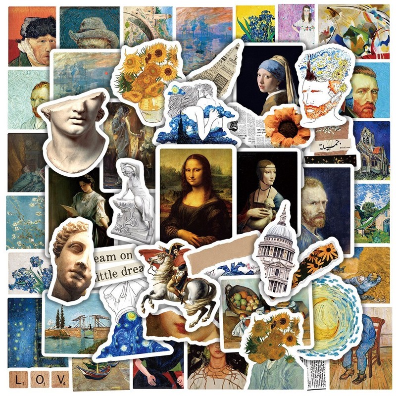 150pcs Famous Painting Vinyl Stickers, Artist Monet Van Gogh,0012345 gallery