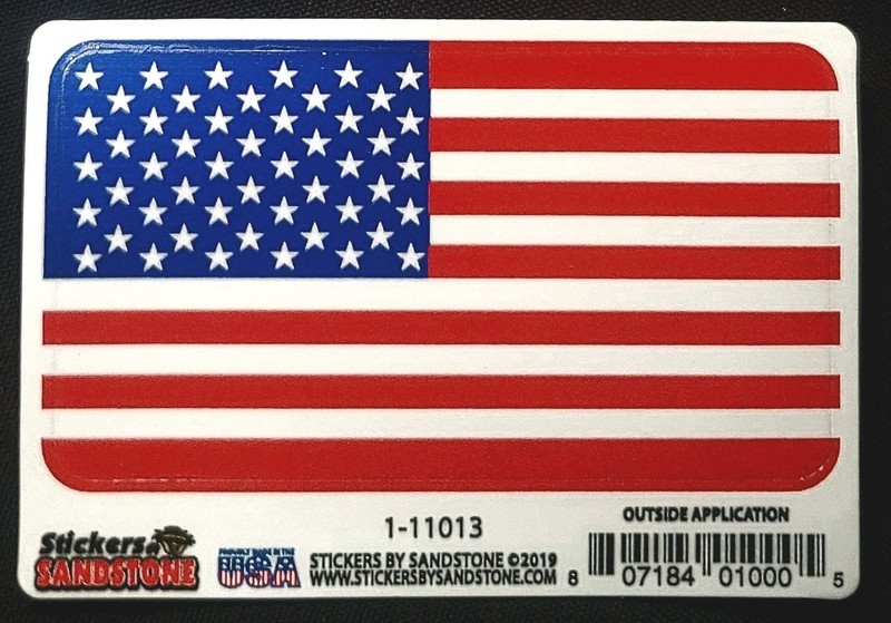 AMERICAN FLAG STICKER “UNITED STATES OF AMERICA” 3 1/4 X 1 3/4″ GLOSSY