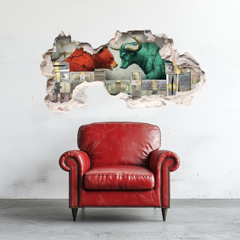 Wall Street Bull vs Bear Money Premium Vinyl Decal gallery
