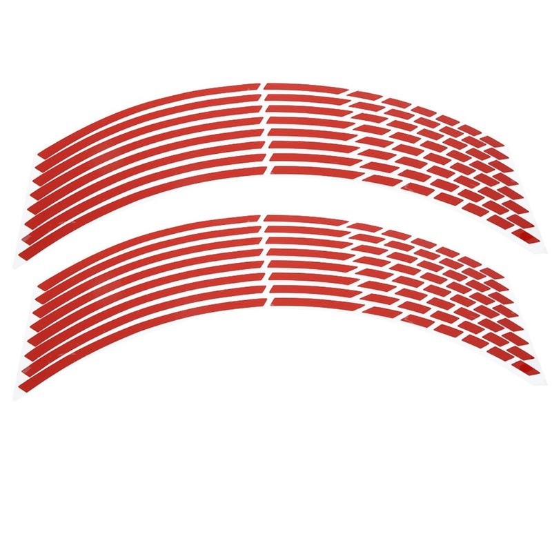 Reflective Wheel Rim Stripe Decal Red 16pcs 16-18inch Bike Motorcycle