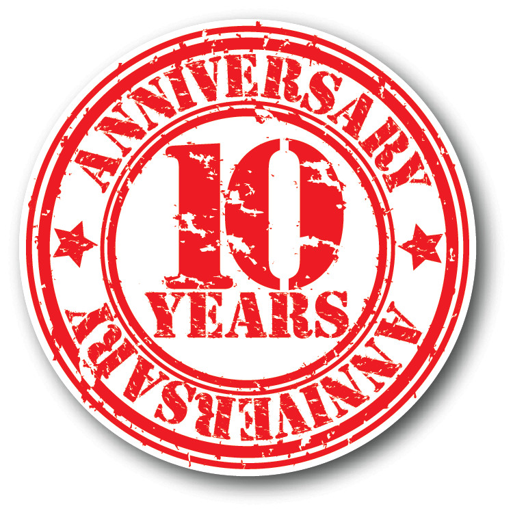 Happy Birthday Ten 10 Years Grunge Stamp Car Bumper Sticker Decal