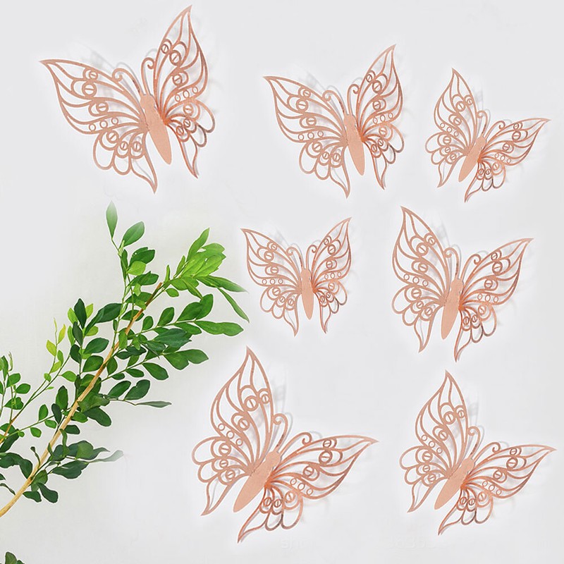 12x 3D Butterfly Wall Stickers Art Decoration Metallic Mural Wall Door Decals gallery