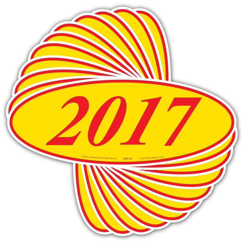 EZ-Line Oval Model Windshield Year Stickers for Car Windows Red and Yellow La…