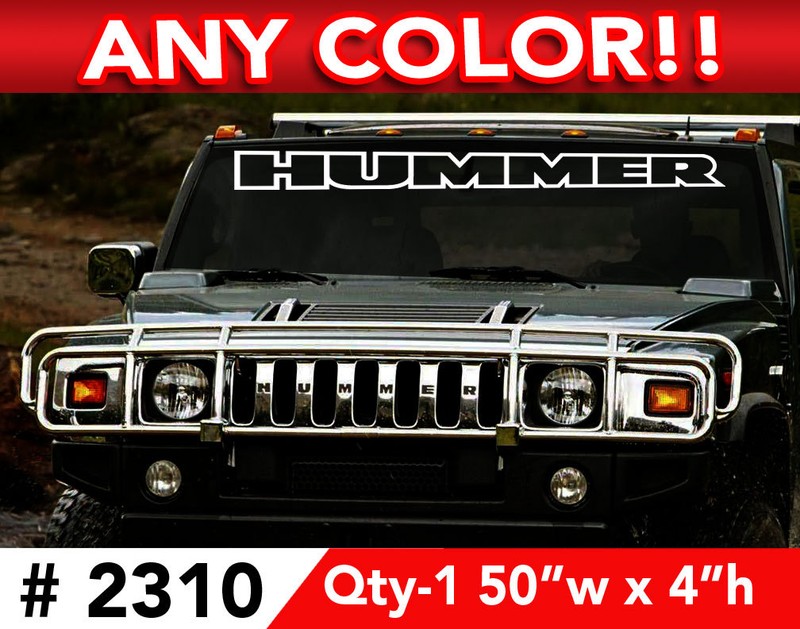 HUMMER OUTLINE WINDSHIELD DECAL STICKER 50″ x 4″ ANY 1 COLOR