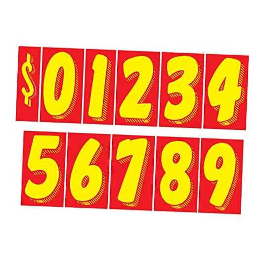 EZ Line Vinyl Decals for Cars Red and Yellow Large Number Stickers 11 Dozen