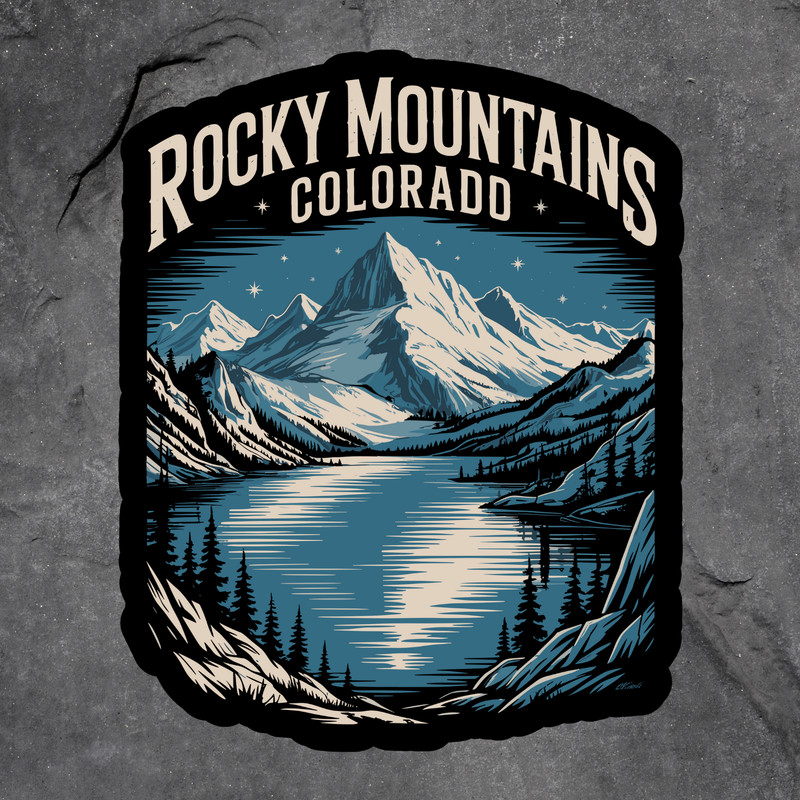 Rocky Mountains Colorado sticker vinyl decal lake destination fishing camping