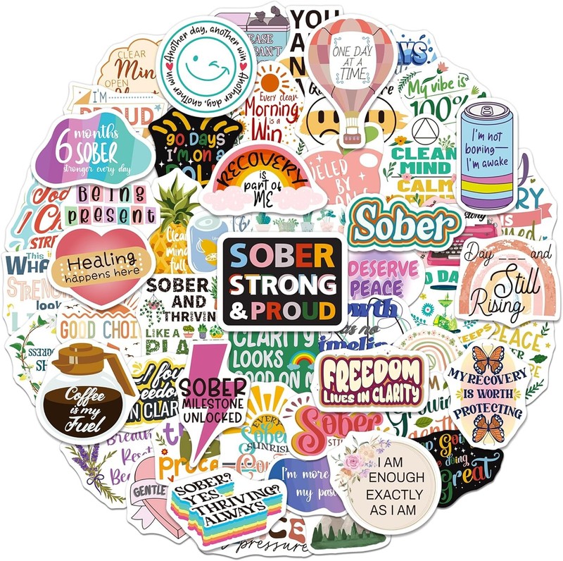 200 PCS Sober Stickers Positive Sobriety Stickers Women Men Adults Teens Vinyl