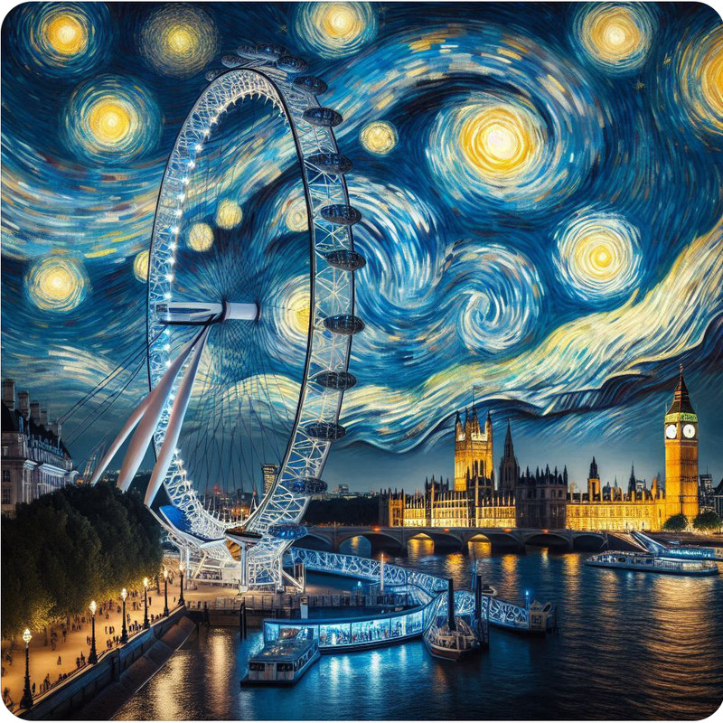 The London Eye on a Starry Night 100% waterproof vinyl sticker decal- many sizes