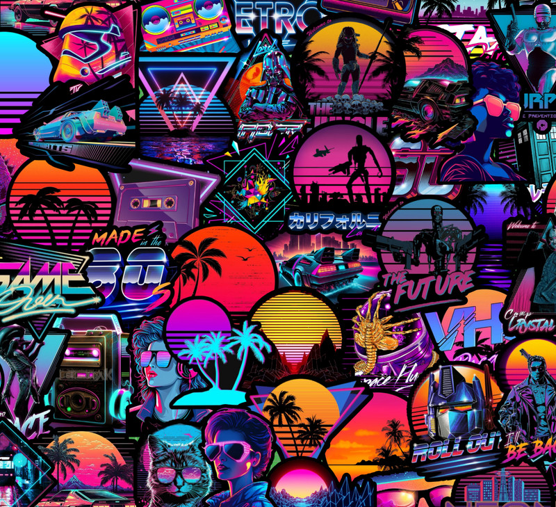 25/50 Piece Retrowave Sticker Pack – Matte Vinyl – Synthwave Retro Vaporwave 80s