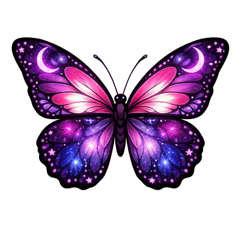 Cosmic Galaxy Butterfly Sticker Celestial Moon Fantasy Vinyl Decal Art