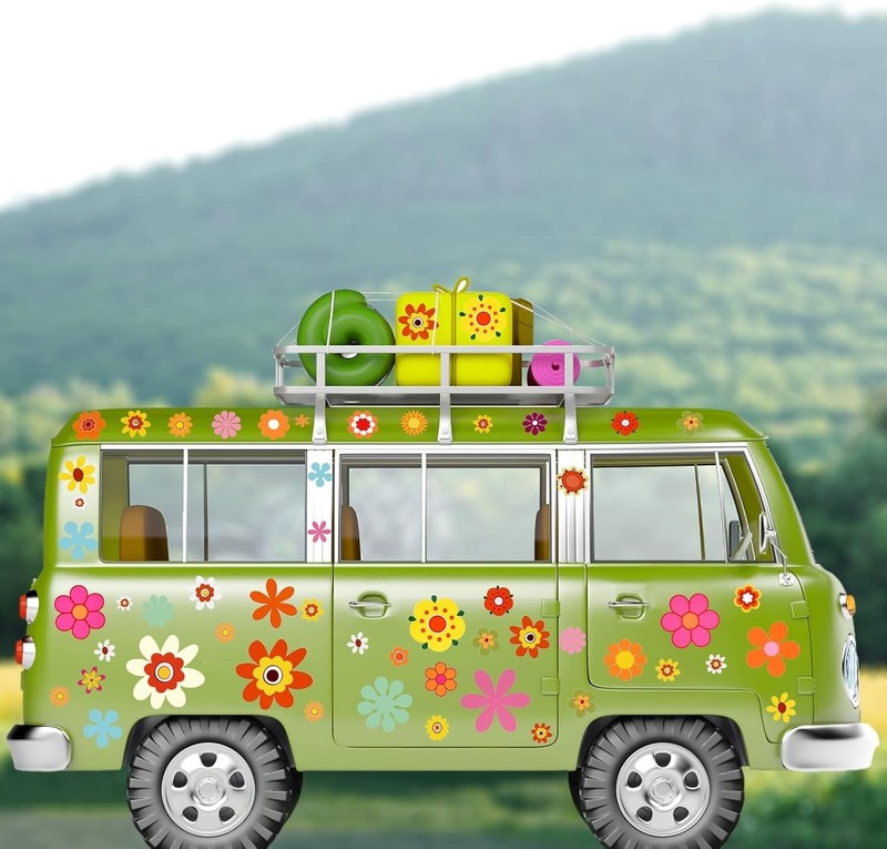 Daisy Stickers 135 Pcs Flower Car Decals 60’s Hippie Stickers Daisy Vinyl Ret…
