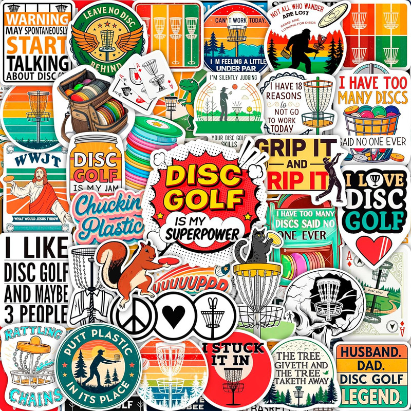 100Pcs Disc Golf Stickers Decals for Water Bottles – Disc Golf Gifts, Party Supp