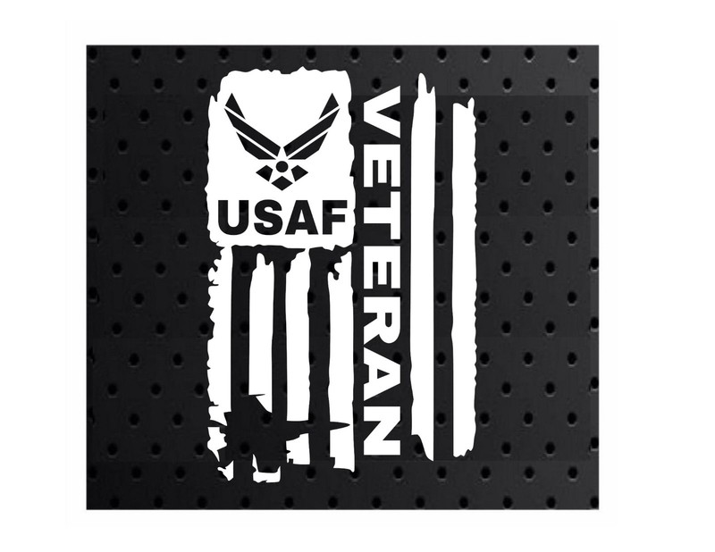 DISTRESSED USAF UNITED STATES AIR FORCE FLAG VETERAN DECAL STICKER 5″ x 7.7″