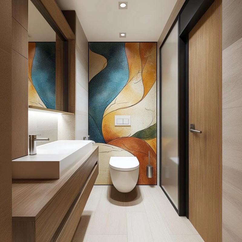 Abstract Wall Mural | Modern Bathroom Vinyl Sticker gallery