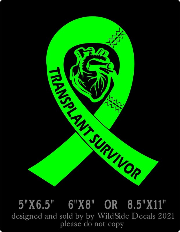 Heart Transplant Survivor Decal Memorial Ribbon Vinyl Car Truck Laptop Sticker