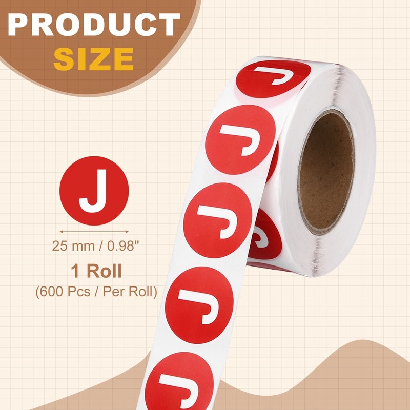 1" Letter Stickers, 600Pcs Alphabet Stickers Letter J for Office, Red gallery