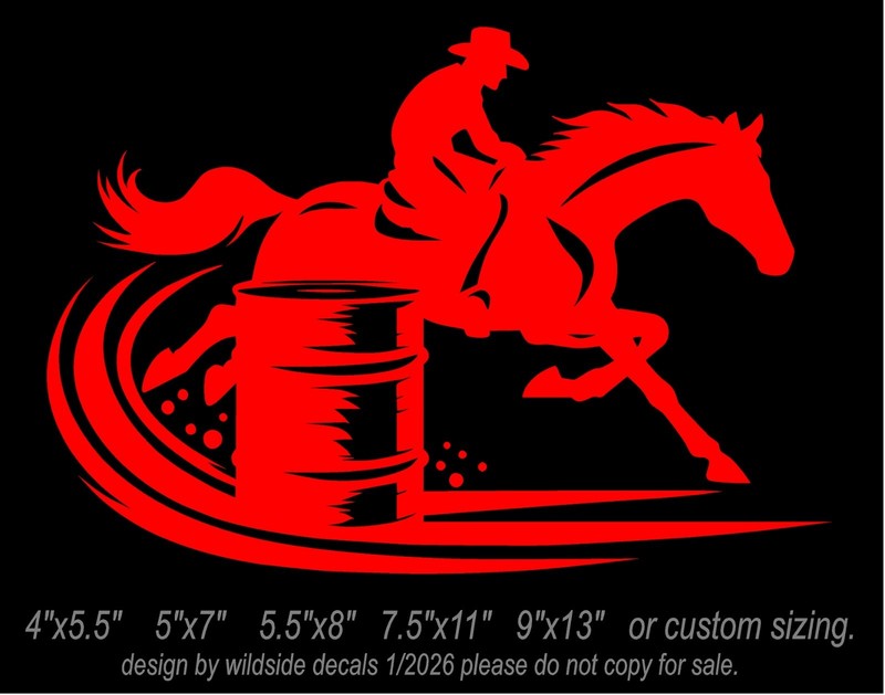 Male Barrel Racer Vinyl Decal car window horse trailer sticker gallery