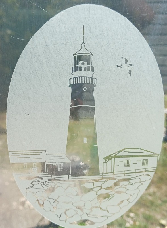 Portland Lighthouse Window Decal 10.5"x16" OVAL Etched Look Cling Removable 6