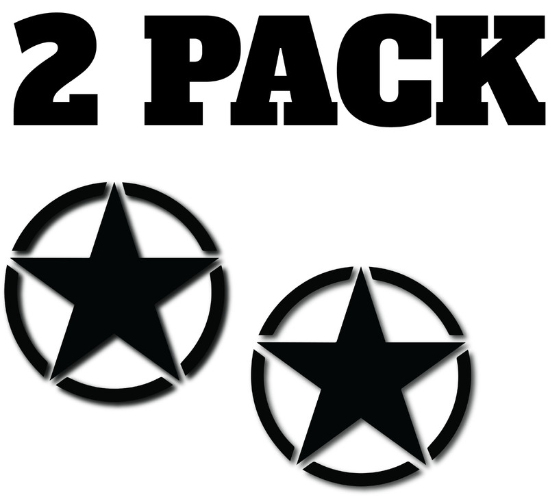 2 PACK Military Army Star Vinyl Decal Sticker 6 Colors 4 Sizes