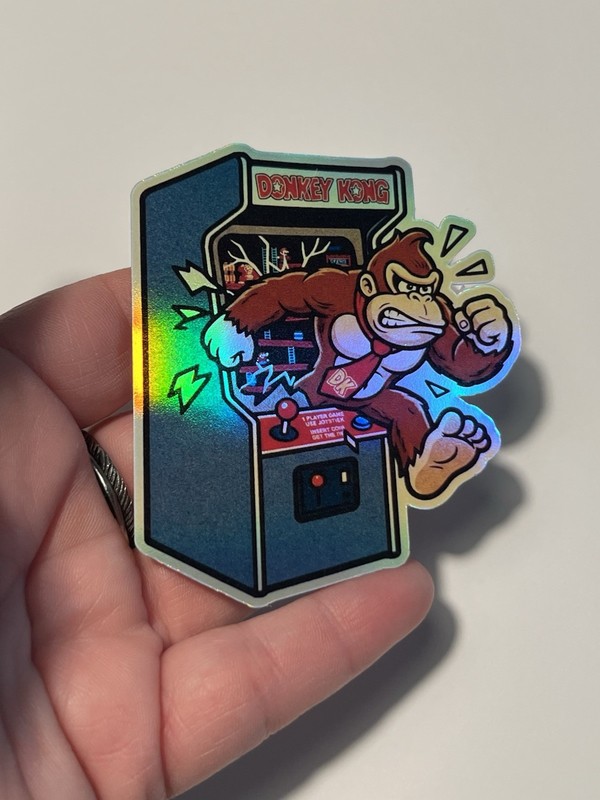 Donkey Kong Retro arcade machine 3inch Holographic Sticker gallery