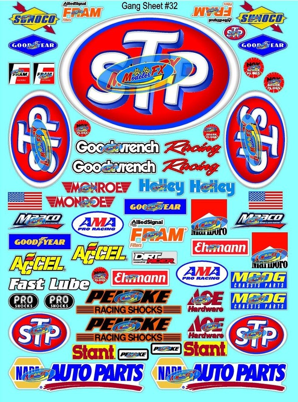 WHITE Vinyl Sticker Sheet 32-R/C MODEL Decal fits 1/10-1/16 Scale MOPARSTPRACING