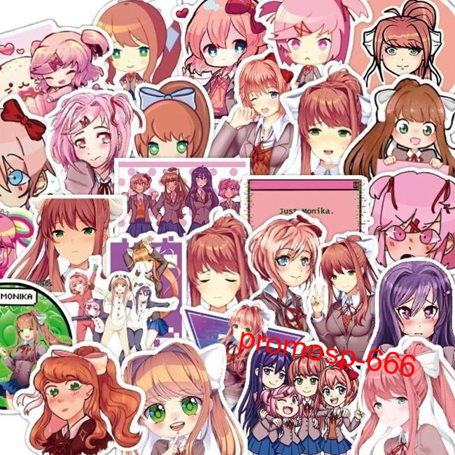 50Pcs Doki Doki Literature Club Monika Vinyl Stickers Decals Laptop Luggage Book