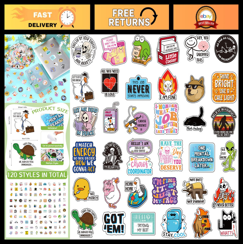 600 Pcs Funny Sarcastic Meme Stickers – Waterproof Decals for Laptops, Bottles &