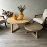 Set de mesas de centro redondas madera de castaño