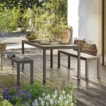 Set de Mesa + Bancas para Comedor Río 210 Aluminio Nardi Italia Tórtola
