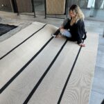 Alfombra Lavable Arena Suave con Rayas Negras